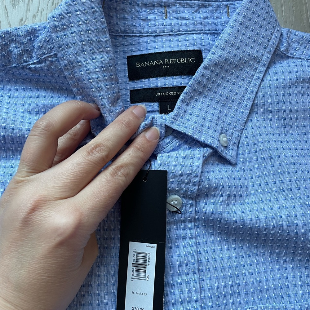 Banana Republic blue dotted dress shirt casual large L